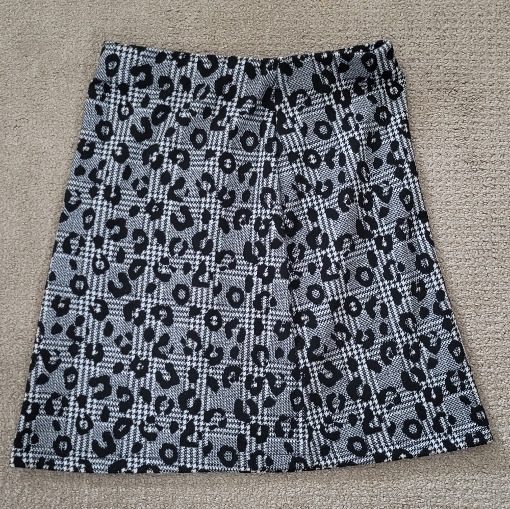 F & F Leopard Animal Print Plaid A Line Skirt - Picture 2 of 4